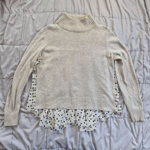 Moth by Anthropologie Apres Fete Polka Dot Mixed Media Sweater, Medium, EUC